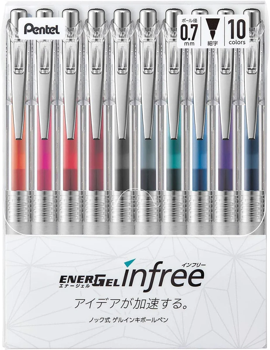 Pentel penna a sfera gel asciugatura rapida 07mm EnerGel BL77TL-10 10 colori
