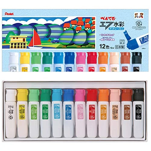 Pentel Acquerelli WFC2-12 12 Colori in Tubo di Polietilene