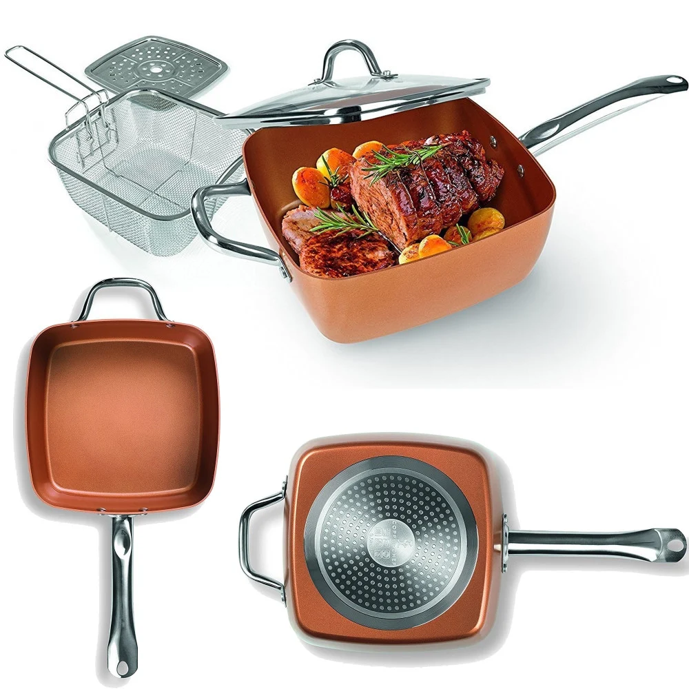 PENTOLA QUADRATA 4 IN 1 CASSERUOLA DA FORNO E FRIGGITRICE CON COPERCHIO IN VETRO - TrAdE Shop Traesio