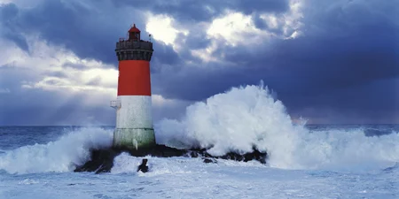 tela intelaiata “phare des pierres noires lors d’une tempete” - Arredamento marinaresco