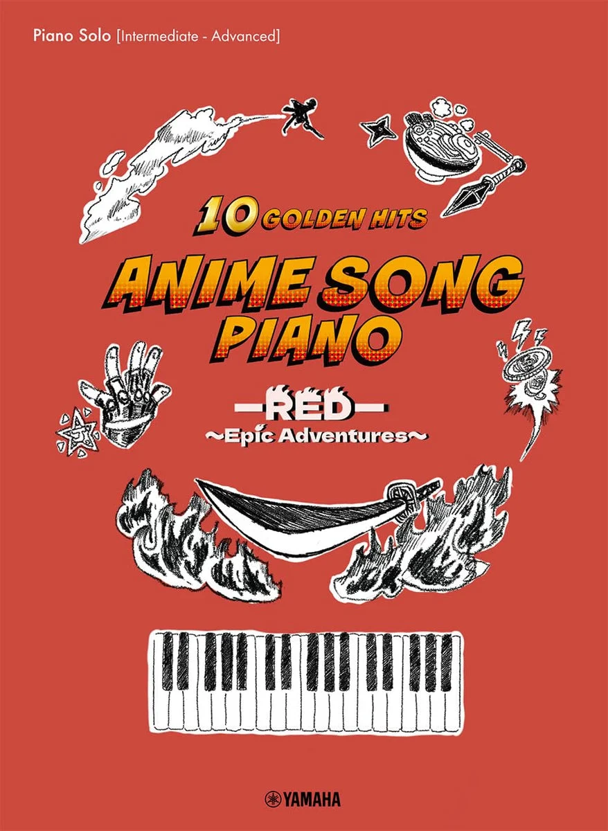 Piano Solo Anime Canzoni 10 Successi Dorati RED Avventure Epiche - WAFUU JAPAN