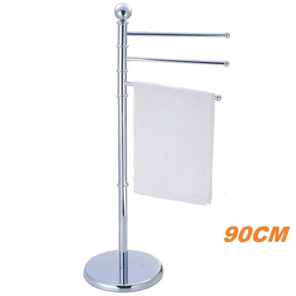 PIANTANA PORTA ASCIUGAMANI ARREDO BAGNO 3 BRACCI METALLO CROMATO 90CM - Cleafe