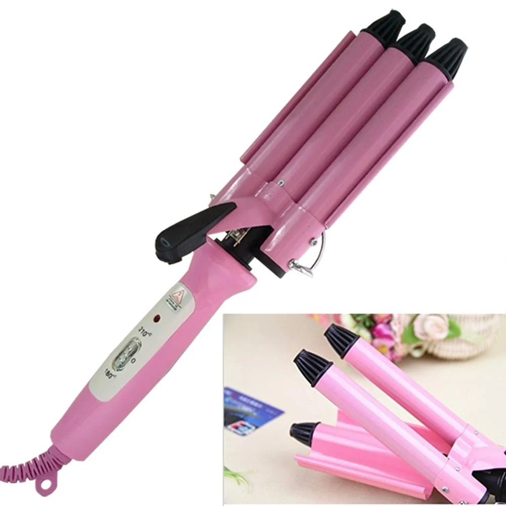 PIASTRA ARRICCIA CAPELLI A 3 RAMI ONDULATORE TRIFERRO ROSA DA 40W CAPELLI RICCI - TrAdE Shop Traesio