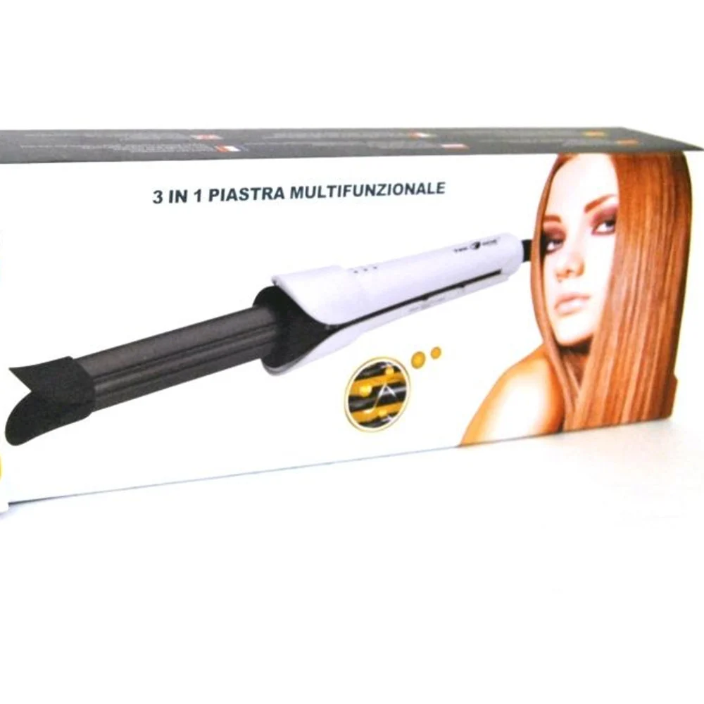 PIASTRA PER CAPELLI LISCI RICCI FERRO MULTIFUNZIONE 3 IN 1 IN CERAMICA 200°C PTC - TrAdE Shop Traesio