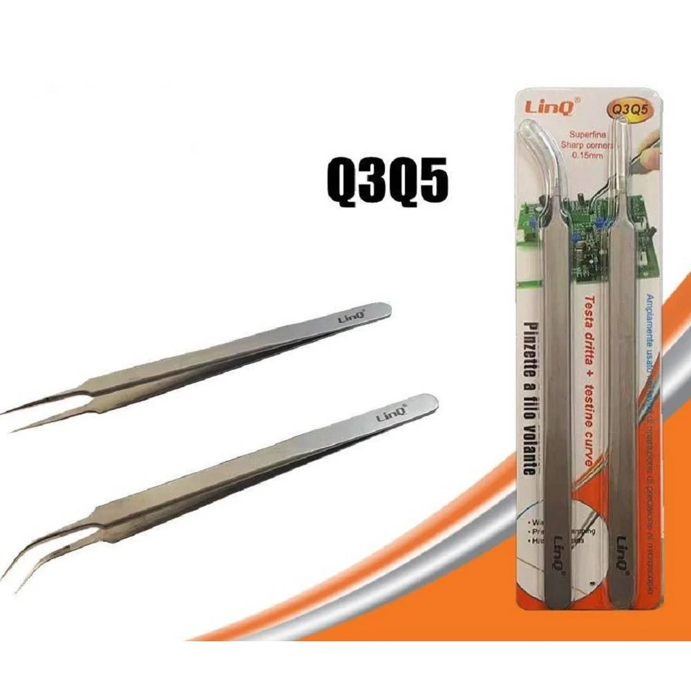 PINZE PINZETTE A FILO VOLANTE PROFESSIONALE RIPARAZIONE SMARTPHONE 2 TESTE Q3Q5 - Linq