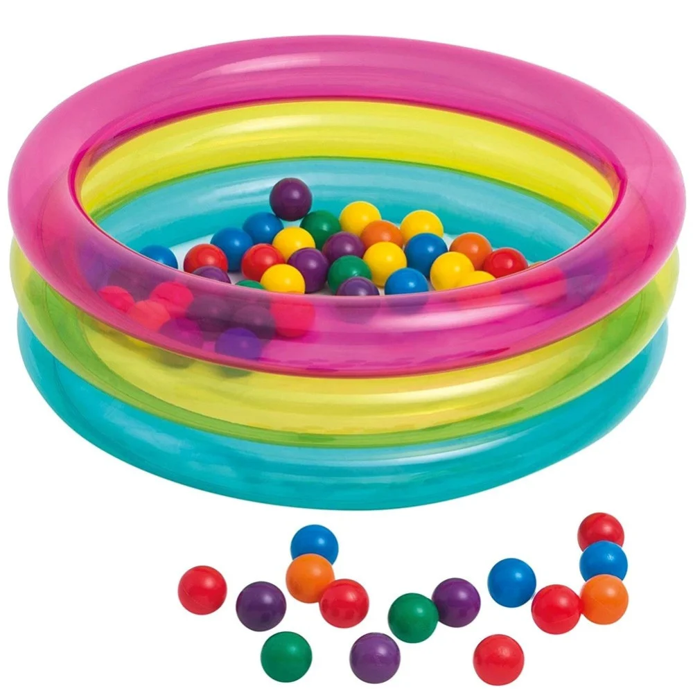 PISCINA GONFIABILE PER BAMBINI 3 ANELLI COLORATI 86X25CM CON SET PALLINE - TrAdE Shop Traesio