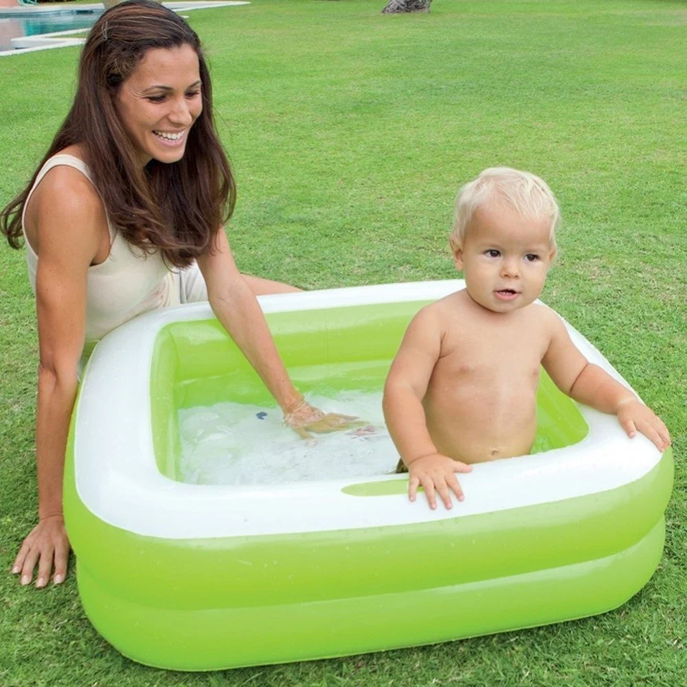 PISCINA GONFIABILE PER BAMBINI BABY QUADRATA 2 ANELLI VERDE 85 X 85 X 23 CM - TrAdE Shop Traesio