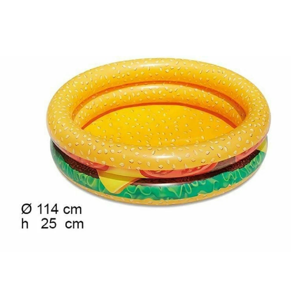 PISCINA ROTONDA GONFIABILE FUORITERRA HAMBURGER BAMBINI GIARDINO 2 ANELLI 114 CM - TrAdE Shop Traesio