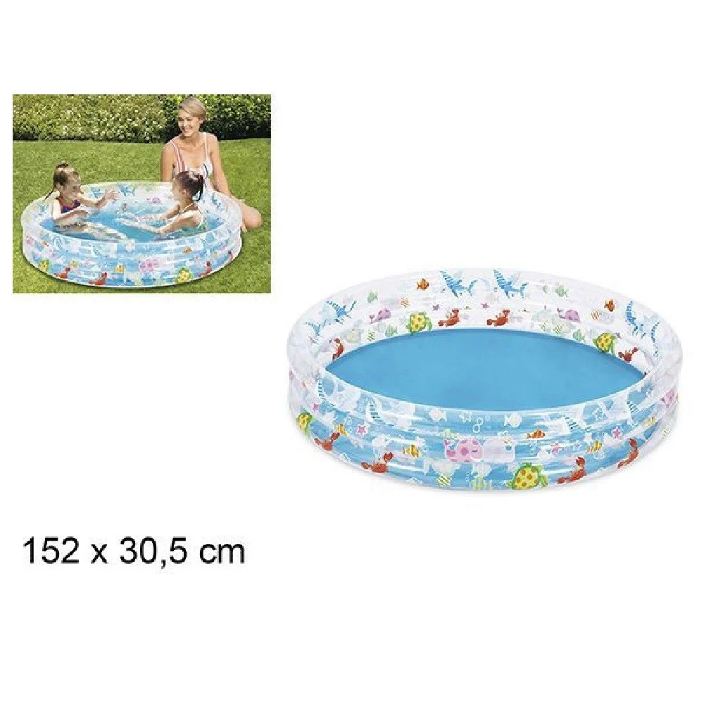PISCINA TONDA GONFIABILE PERSONAGGI MARINI BAMBINI 3 ANELLI GIARDINO 152X30.5CM - TrAdE Shop Traesio