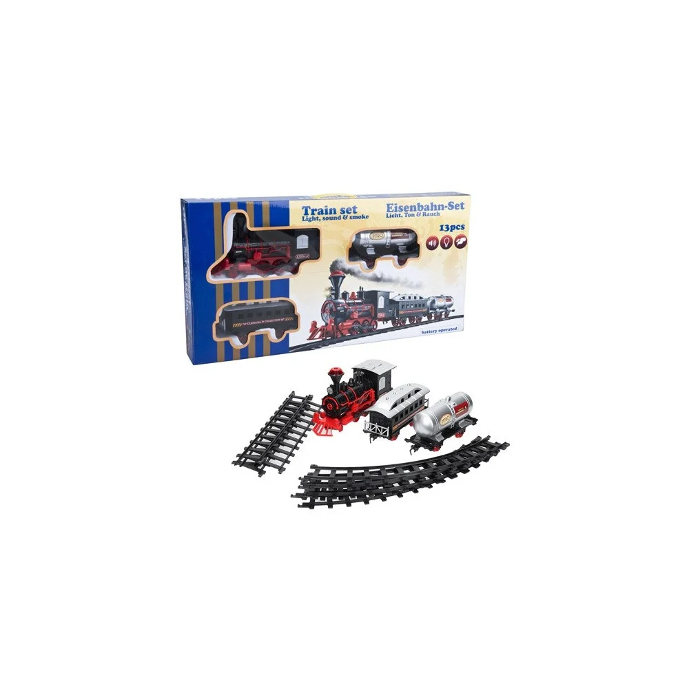 PISTA TRENO TRENINO 13 PEZZI CON BINARI LOCOMOTIVA VAGONI CON LUCI E SUONI - TrAdE Shop Traesio