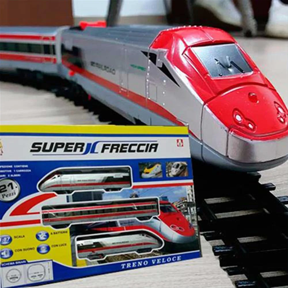 PISTA TRENO TRENINO 21 PEZZI CON BINARI SUPER FRECCIA CARROZZA CON SUONI E LUCI - TrAdE Shop Traesio