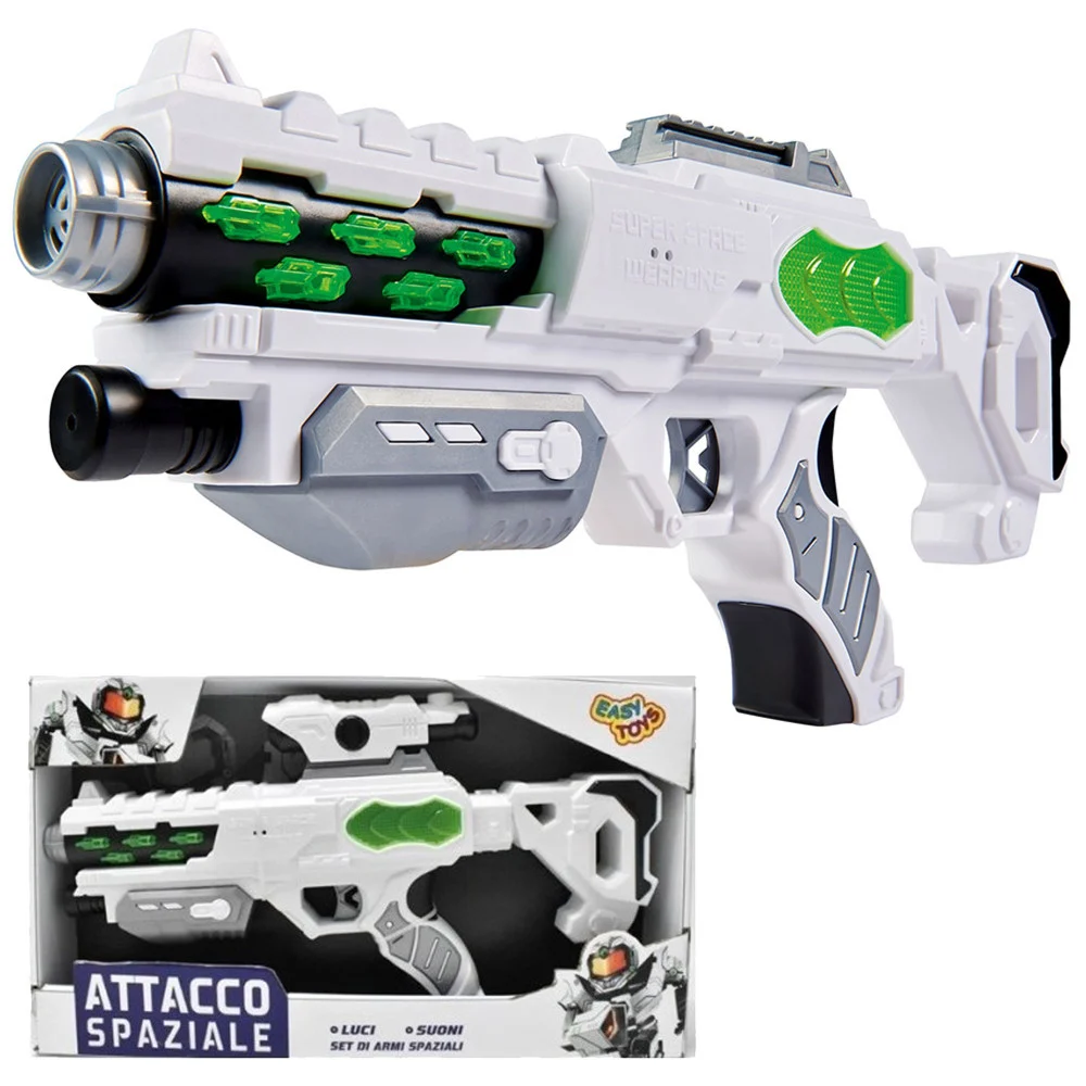 PISTOLA ATTACCO SPAZIALE TURBO BLASTER CON ACCESSORI EFFETTI SONORI E LUMINOSI - TrAdE Shop Traesio