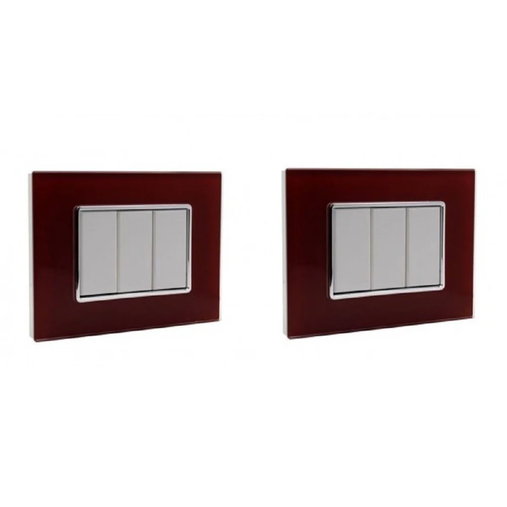 PLACCA CRISTAL 3 4 6M ROSSO POMPEIANO EFFETTO VETRO COMPATIBILE BTICINO AXOLUTE - TrAdE Shop Traesio