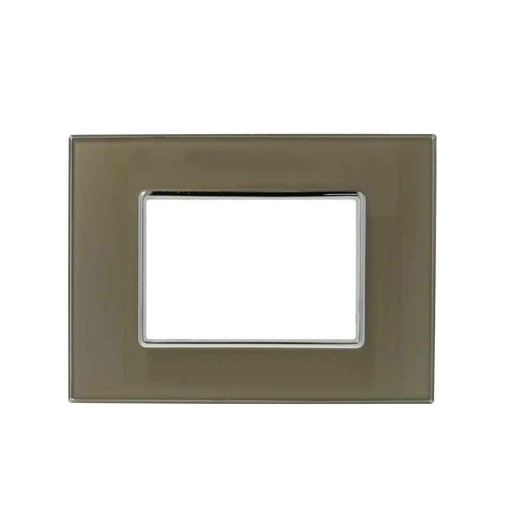PLACCA CRISTAL 3M 4M 6M BRONZO EFFETTO VETRO COMPATIBILE CON BTICINO AXOLUTE - TrAdE Shop Traesio