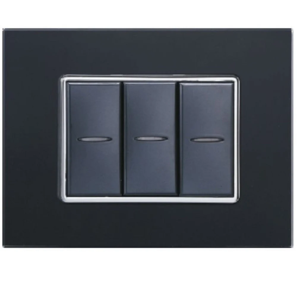 PLACCA CRISTAL 3M 4M 6M NERO EFFETTO VETRO COMPATIBILE CON BTICINO AXOLUTE - TrAdE Shop Traesio
