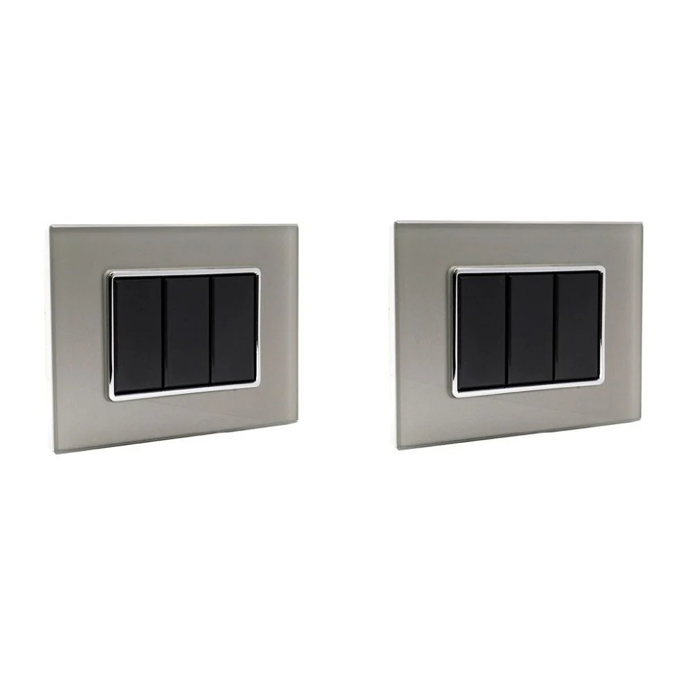 PLACCA CRISTAL 3M 4M 6M TITANIO EFFETTO VETRO COMPATIBILE CON BTICINO AXOLUTE - TrAdE Shop Traesio