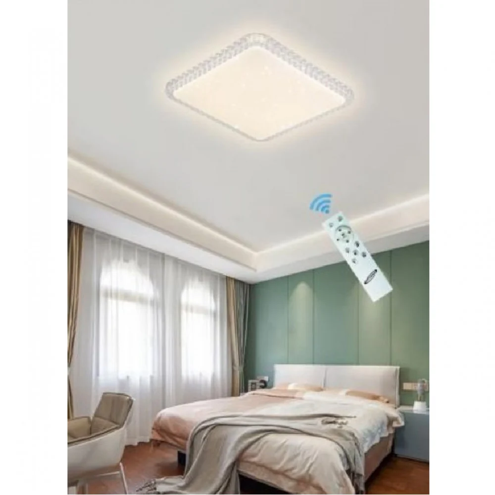 PLAFONIERA LED 24W 48W LAMPADARIO SMART 3 TONI DIMMERABILE EFFETTO CRISTALLO C29 - TrAdE Shop Traesio