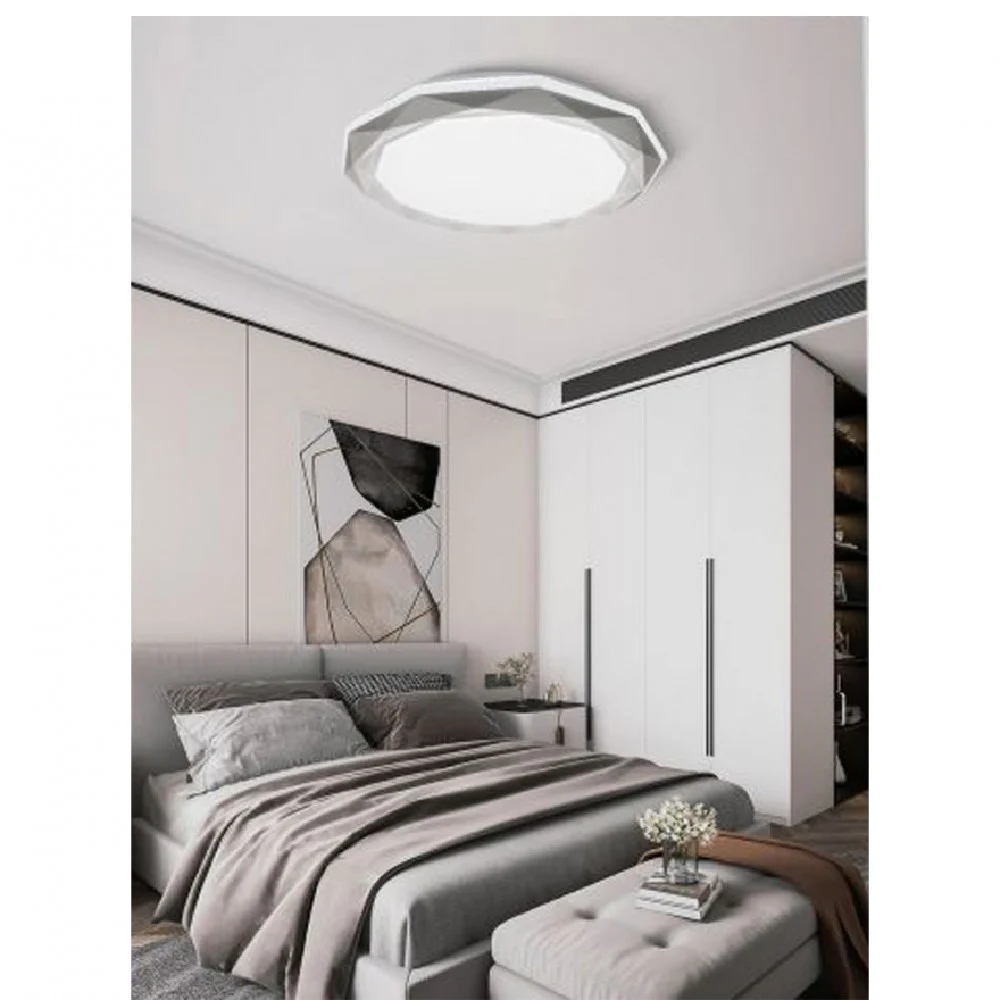 PLAFONIERA LED 46W DIMMERABILE CON SUPERFICE SFACCETTATA LUCE 6500K 4000K - TrAdE Shop Traesio
