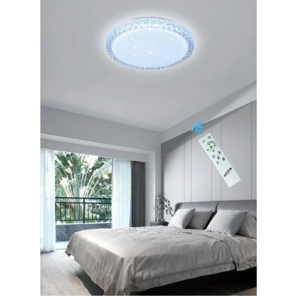 PLAFONIERA LED 60 W LAMPADARIO SOFFITTO SMART DIMMERABILE EFFETTO CRISTALLO - TrAdE Shop Traesio