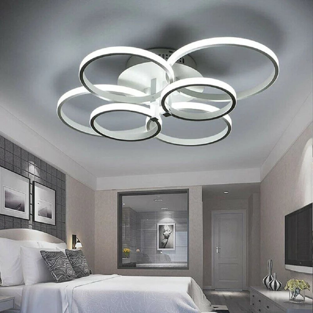 PLAFONIERA LED MODERNO 6 ANELLI LAMPADARIO 51 W LUCE FREDDA CALDA NATURALE C08 - TrAdE Shop Traesio
