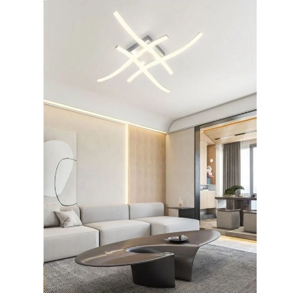 PLAFONIERA MODERNA LED SOFFITTO CON BRACCI A ONDA LUCE FREDDA NATURALE CALDA C05 - TrAdE Shop Traesio