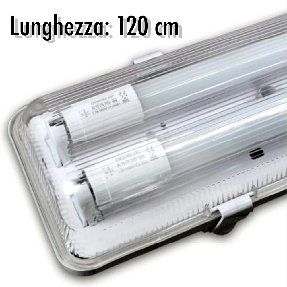 PLAFONIERA STAGNA COMPLETA DI 2 TUBO NEON A LED 120CM PER SOFFITTO PARETE IP65 - TrAdE Shop Traesio