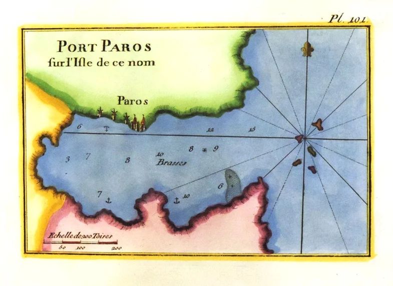 plan: port paros sur l’isle de ce nom – planche 101 - Arredamento marinaresco