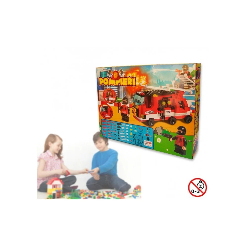 PLAYSET COSTRUZIONI POMPERI 170PZ ASSEMBLARE PERSONAGGI VIGILI DEL FUOCO CAMION - TrAdE Shop Traesio