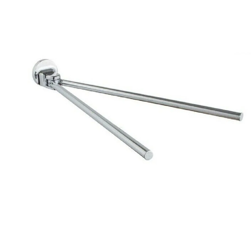 PORTA ASCIUGAMANI ASCIUGAMANO A 2 BRACCI DA PARETE BAGNO ACCIAIO CROMATO 79814 - Cleafe