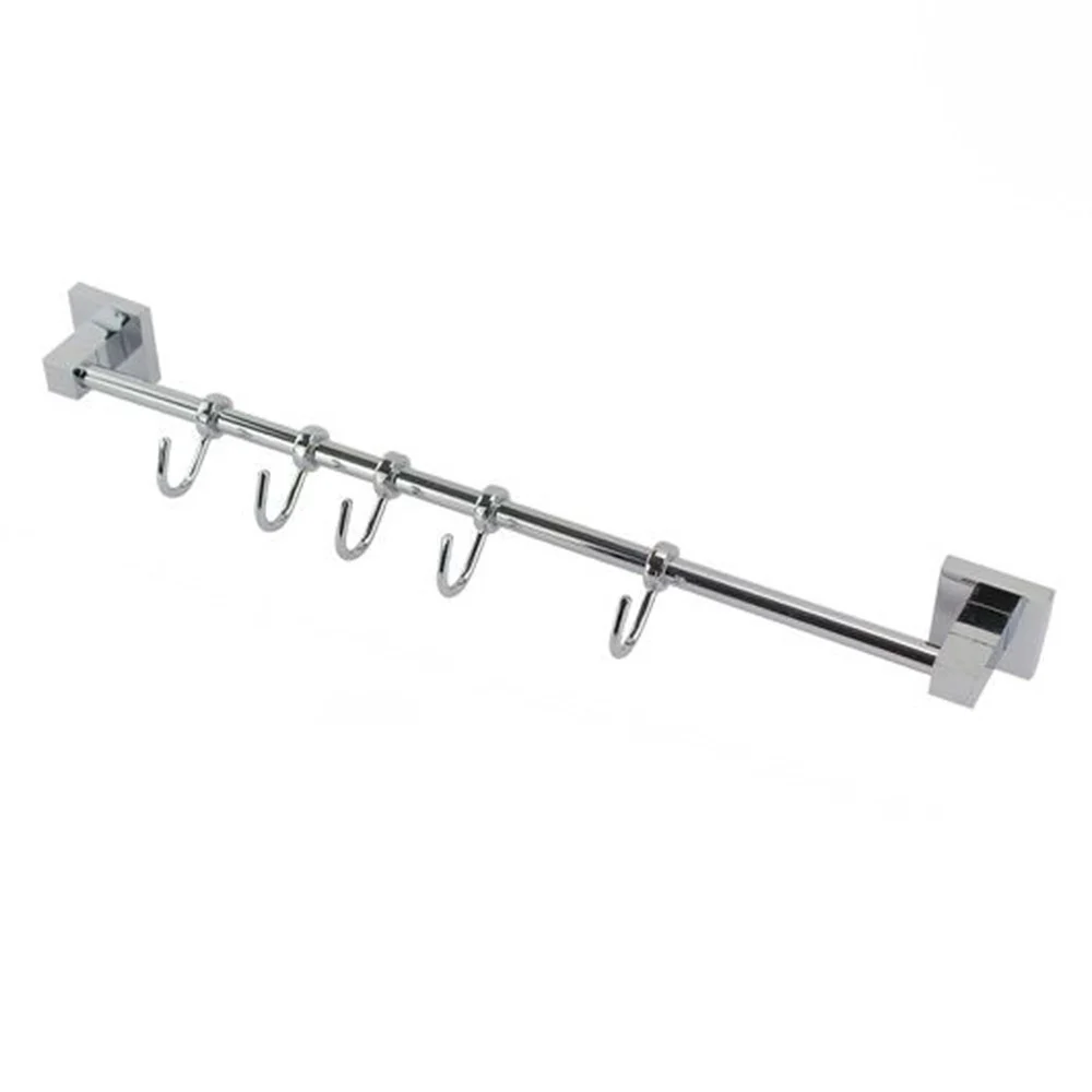PORTA ASCIUGAMANI CON 5 GANCI APPENDINI FISSAGGIO A PARETE BAGNO SQUARE 59195 - Cleafe