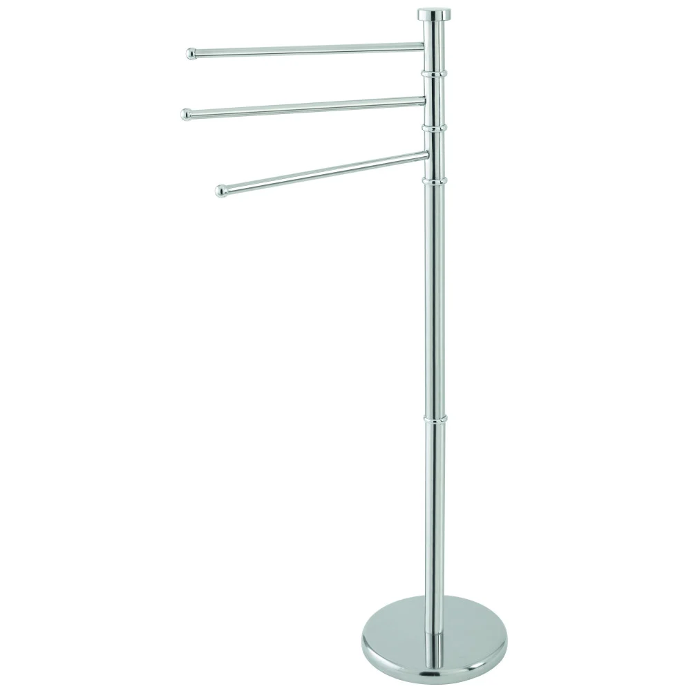 PORTA ASCIUGAMANI PIANTANA ACCIAIO 3 ASTE GIREVOLI 360° BASE TONDA ALTEZZA 93 CM - TrAdE Shop Traesio