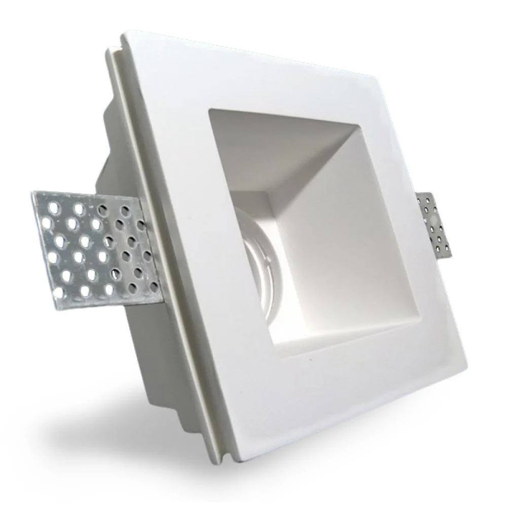 PORTA FARETTO FISSO IN GESSO AD INCASSO PER LAMPADINE GU10 LED QUADRATO 12X12 CM - TrAdE Shop Traesio