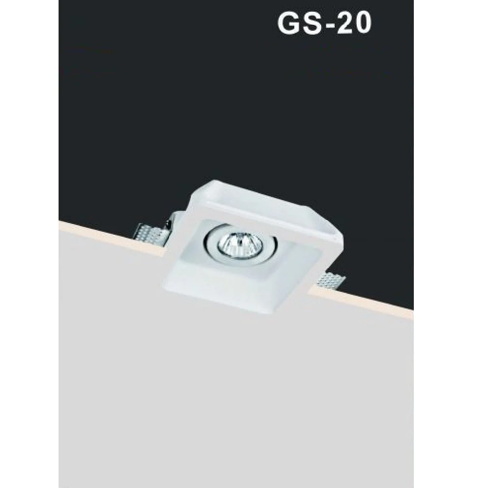PORTA FARETTO IN GESSO ORIENTABILE DA INCASSO VERNICIABILE QUADRATO GU10 GS-20