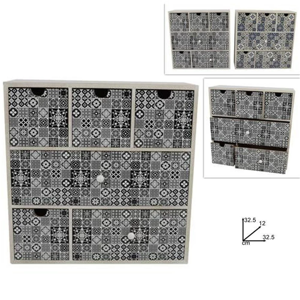 PORTA OGGETTI CASSETTIERA COLONNA CON 6 CASSETTI LEGNO COUNTRY CHIC ARREDAMENTO - TrAdE Shop Traesio