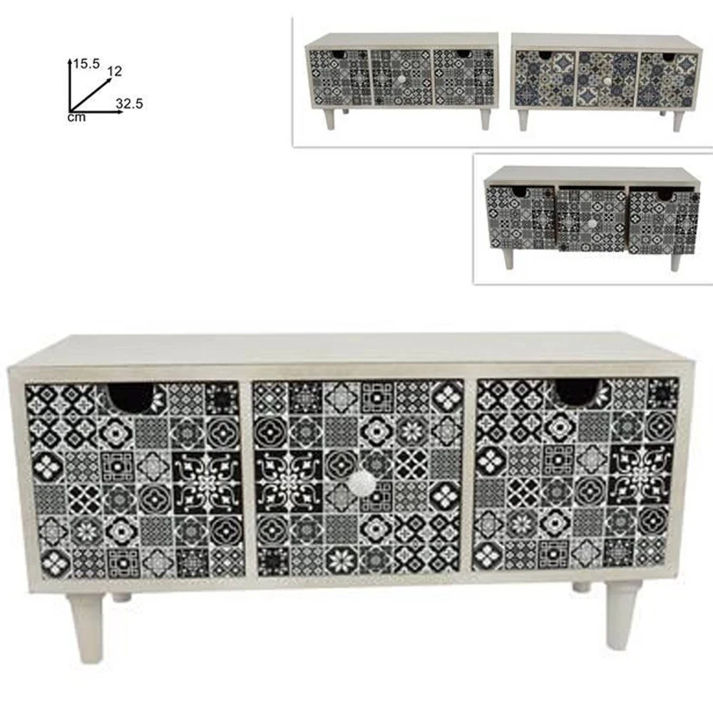 PORTA OGGETTI CASSETTIERA CON 3 CASSETTI IN LEGNO COUNTRY CHIC ARREDAMENTO - TrAdE Shop Traesio