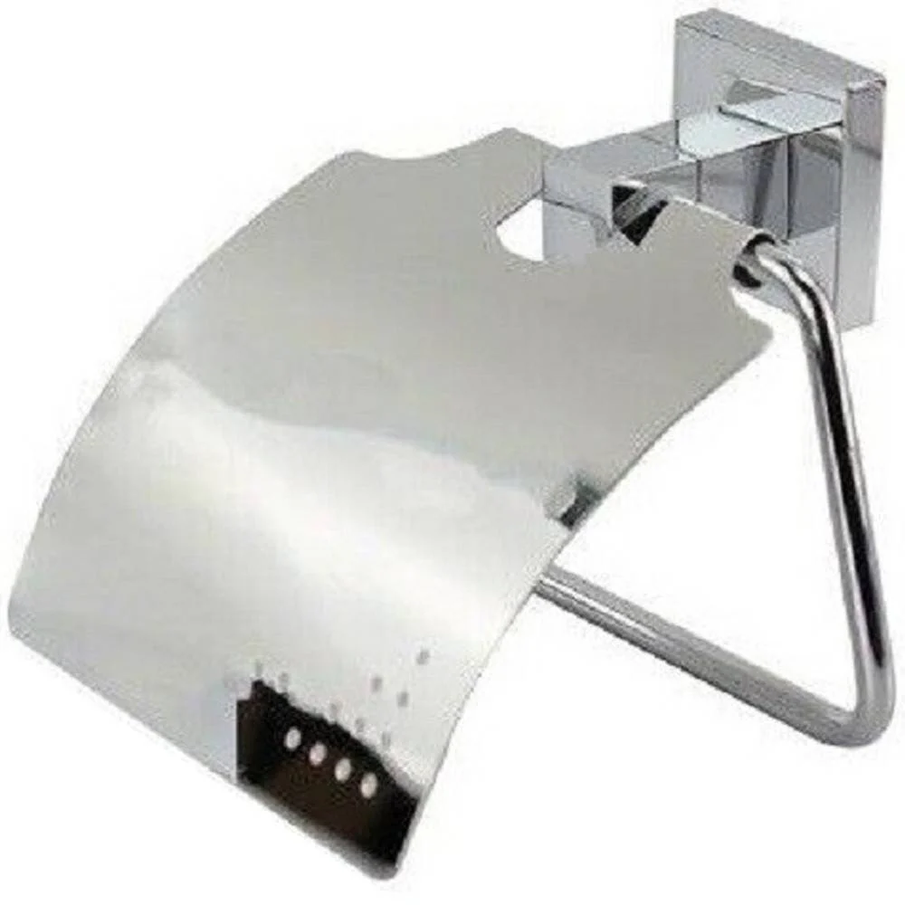 PORTA ROTOLO CARTA IGIENICA CON COPERTURA FISSAGGIO A PARETE BAGNO SQUARE 59180 - Cleafe