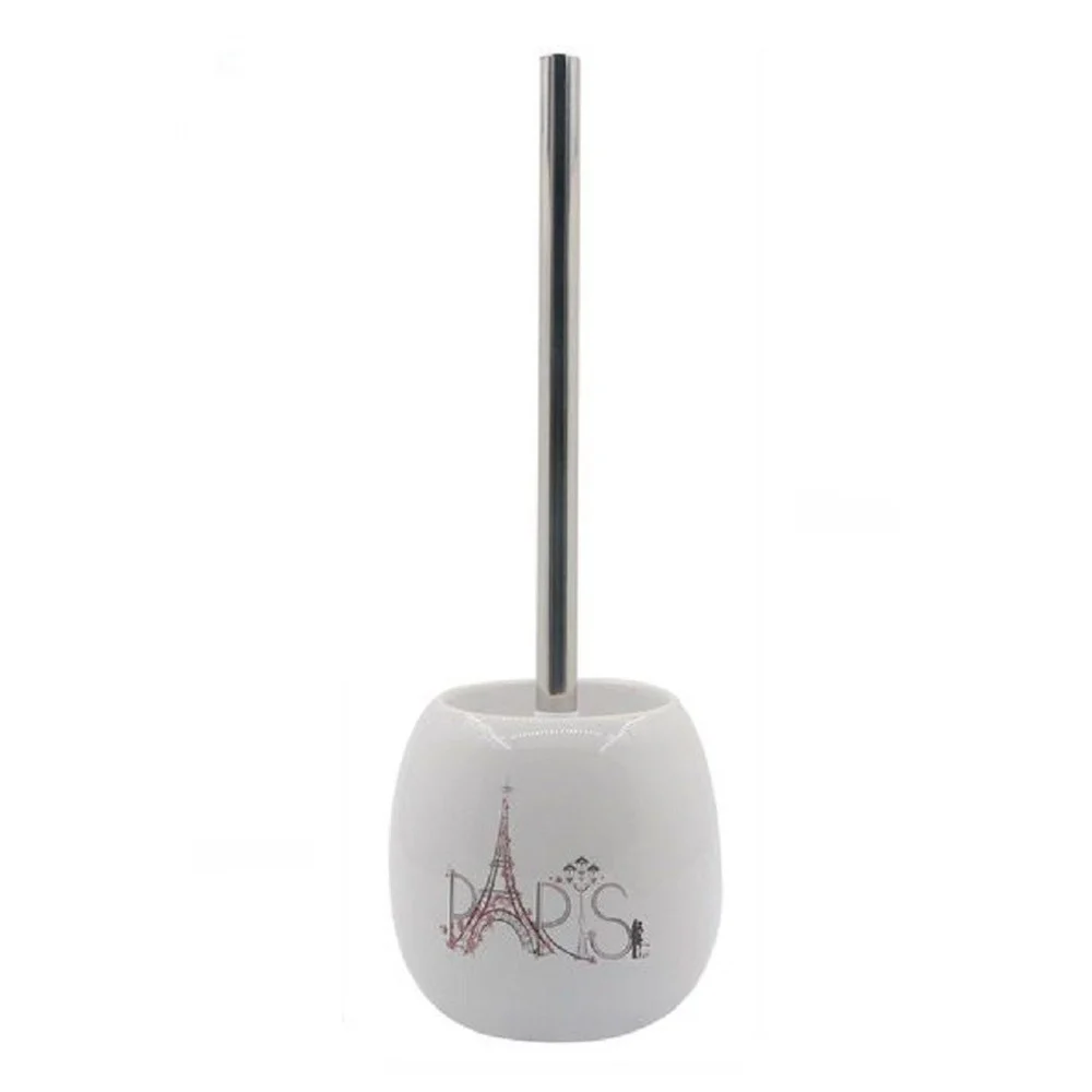 PORTA SCOPINO BIANCO DECORATO SCRITTA PARIS PORTASCOPINO ACCESSORIO BAGNO 87038 - Cleafe