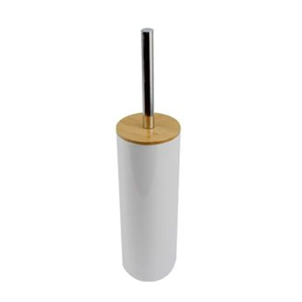 PORTA SCOPINO CON SCOPETTINO SPAZZOLONE WC BAGNO BIANCO FINITURE LEGNO 69485 - Cleafe