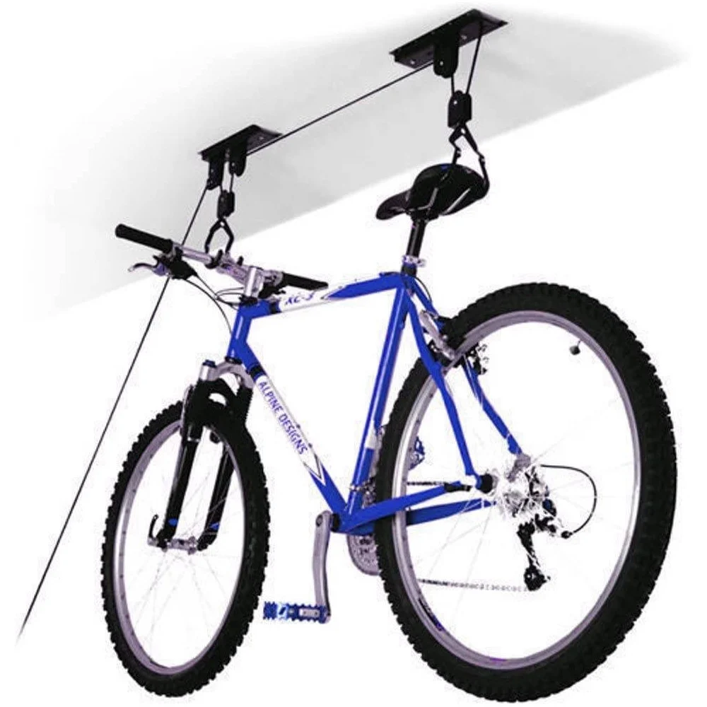 PORTABICI SOSPENSIONE APPENDI BICI SOFFITTO CANTINA GARAGE CARRUCOLA 1 BICI 20KG - TrAdE Shop Traesio