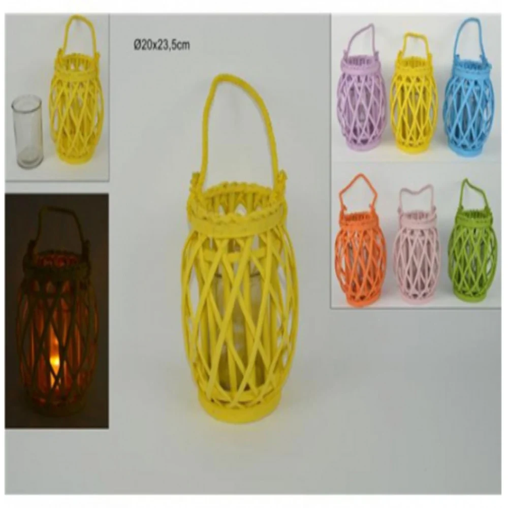 PORTACANDELA PORTA CANDELA LUMINO LANTERNA LEGNO MANICO DECORATIVA 23,5CM - TrAdE Shop Traesio