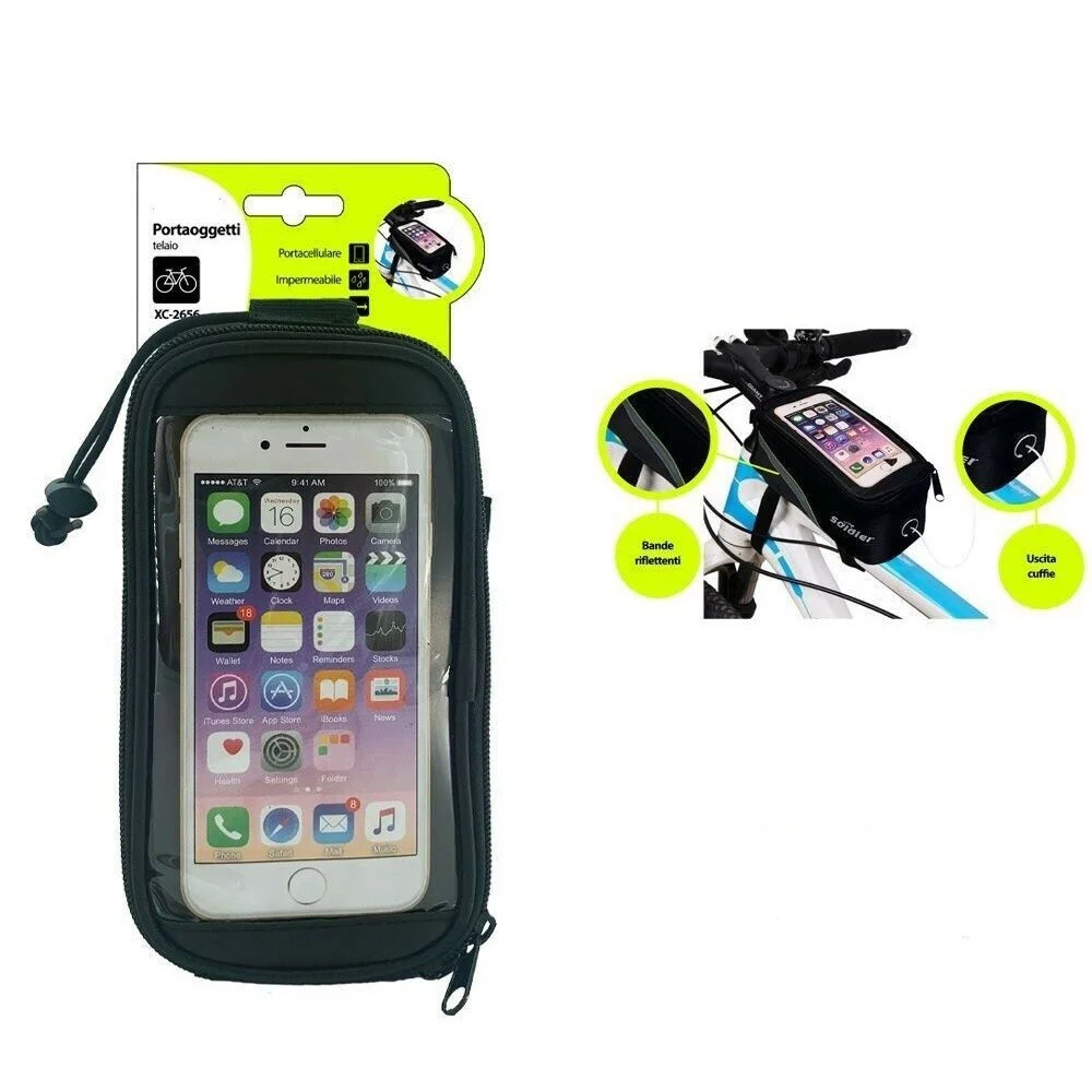PORTACELLULARE OGGETTI SMARTPHONE IMPERMEABILE PER TELAIO BICI BICICLETTA XC2656 - Wisdom