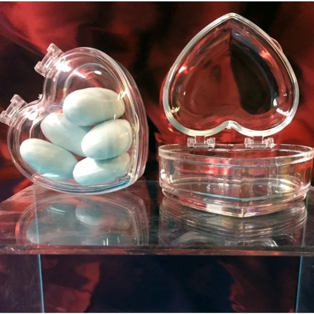 PORTACONFETTI BOMBONIERE SCATOLA CUORE 6x6.5CM IN PLEXIGLASS MATRIMONI BATTESIMO - TrAdE Shop Traesio