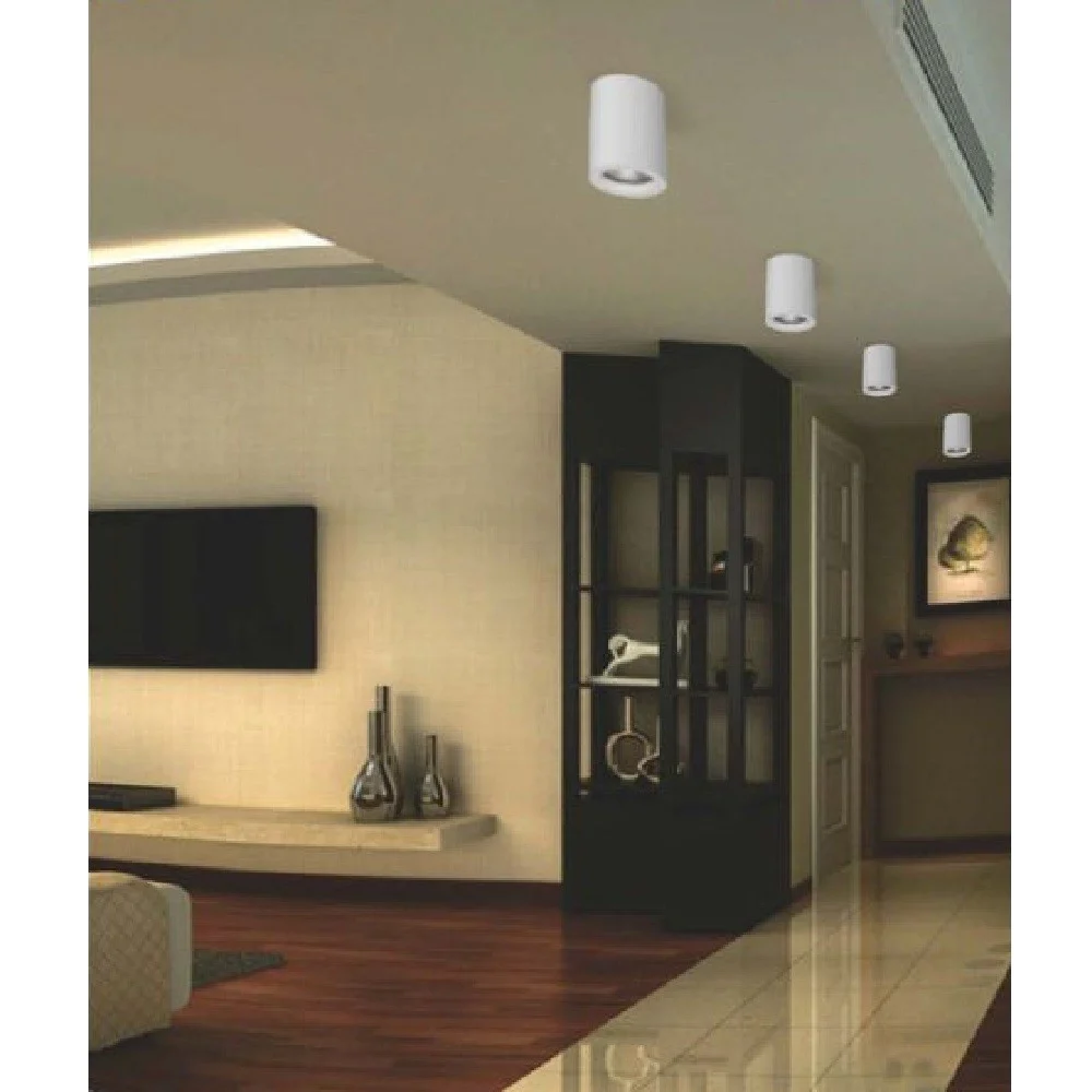 PORTAFARETTO A CILINDRO GESSO SOFFITTO VERNICIABILE SUPPORTO FARETTI GU10 GS-C11