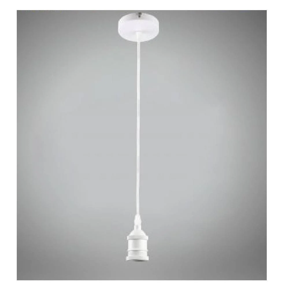 PORTALAMPADA A SOSPENSIONE CAVO IN CORDA 2 MT PER LAMPADINE E27 BIANCO E27-2M-B