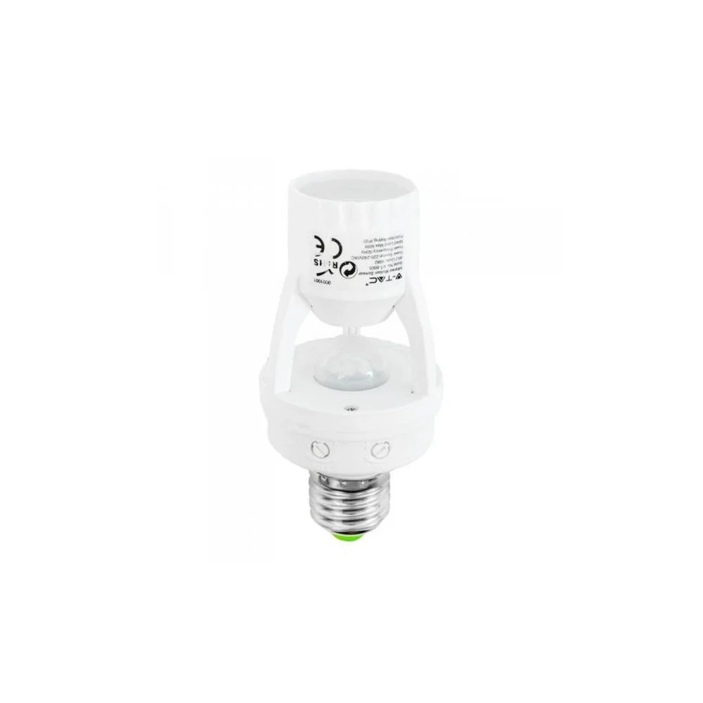 PORTALAMPADA ADATTATORE CON SENSORE DI MOVIMENTO CREPUSCOLARE E27 V-TAC VT-8005