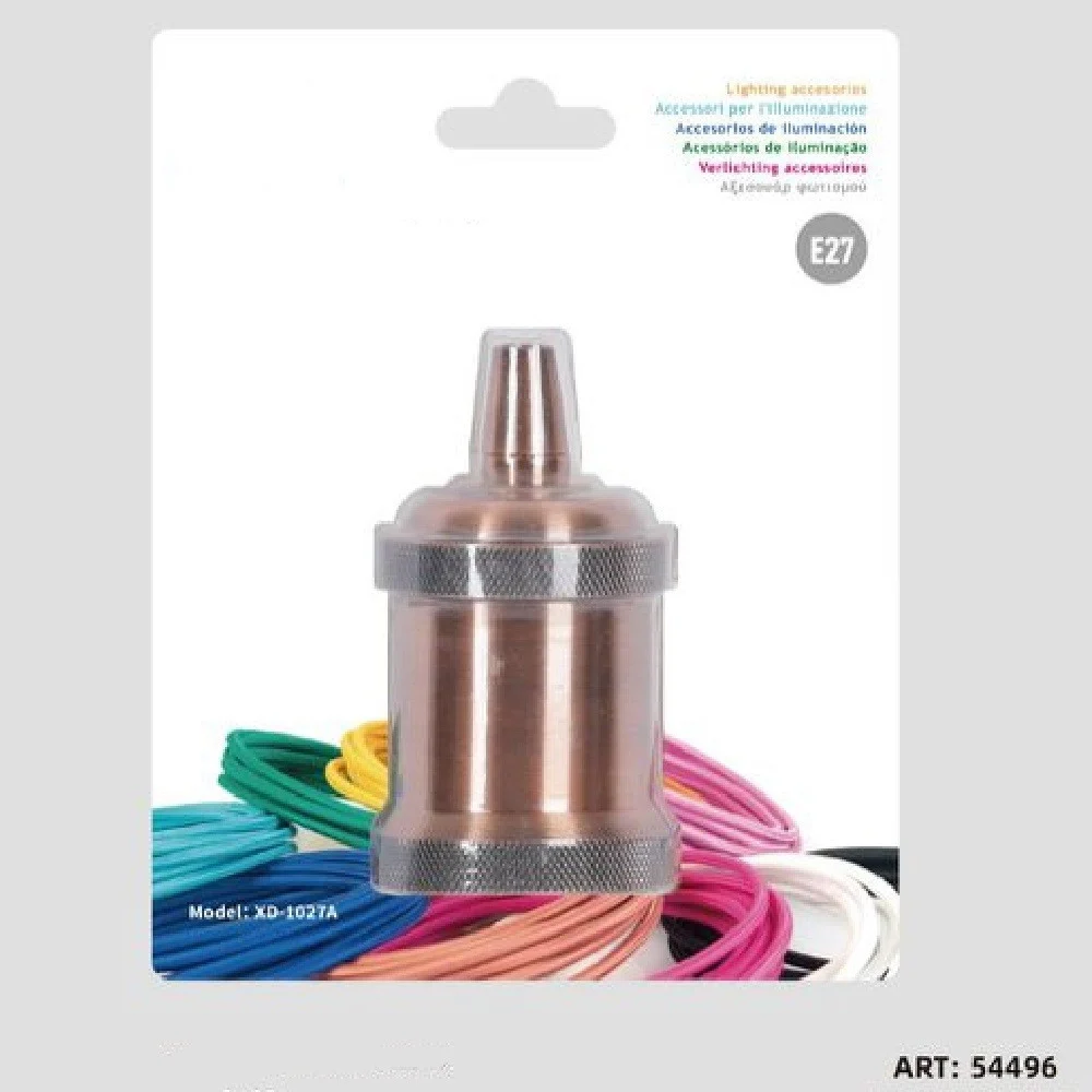 PORTALAMPADA E27 ALLUMINIO VINTAGE RETRÒ ROSSO ANTICO LAMPADA DECORATIVA 54496 - Kaela
