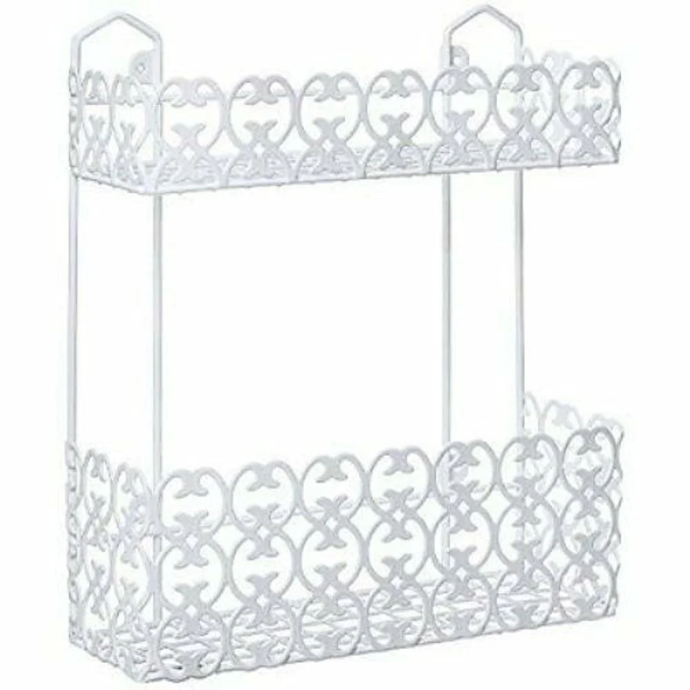 PORTAOGGETTI SAPONE BAGNOSCHIUMA 2 PIANI RIPIANI APPOGGIO BAGNO DA PARETE 52525 - Cleafe