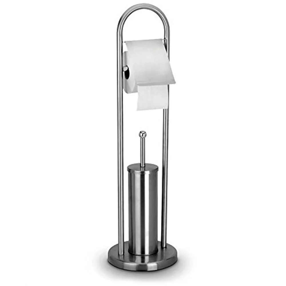 PORTAROTOLO CON SCOPINO E PORTA SCOPINO IN ACCIAIO ACCESSORI BAGNO WC 76 CM - TrAdE Shop Traesio