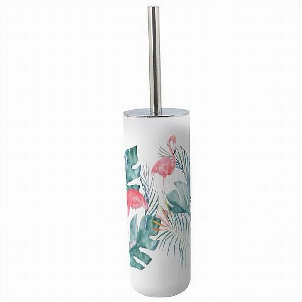 PORTASCOPINO IN PLASTICA 9.1X26.8CM SCOPINO BAGNO WC TOILETTE FENICOTTERI 69967 - Cleafe