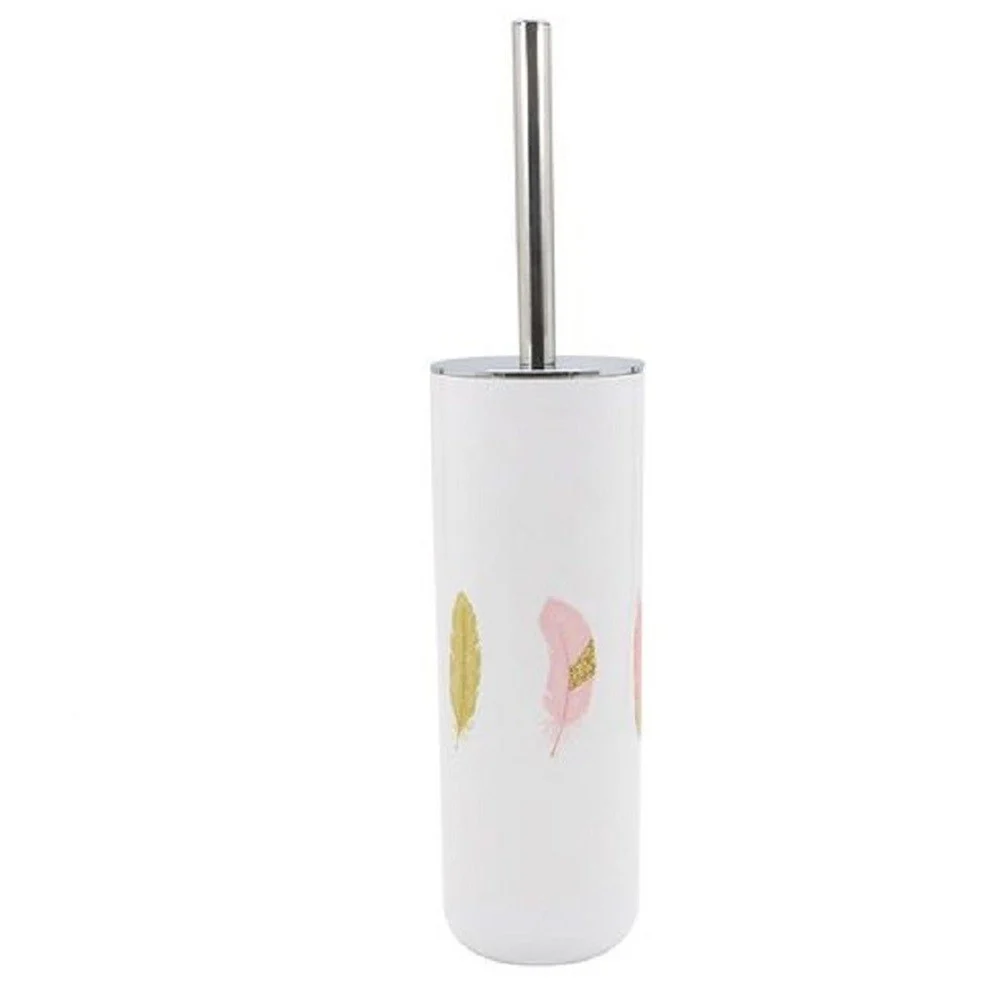 PORTASCOPINO IN PLASTICA BIANCO PIUME 9.1X26.8CM SCOPINO BAGNO WC TOILETTE 69802 - Cleafe